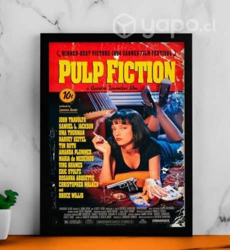 Pack 3 cuadros pulp fiction 34x45 marco con vidrio