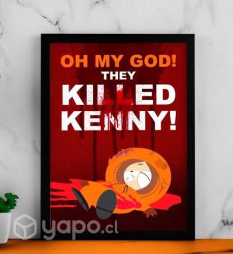 2 cuadros south park 34x45 cm marco con vidrio