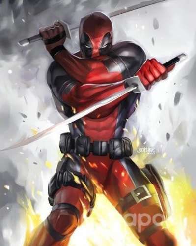 2 cuadros deadpool 34x45 cm marco con vidrio