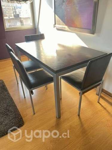 Moderno Comedor fierro, madera y ecocuero