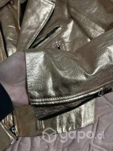 Chaqueta de cuero dorada rose (metalizada)