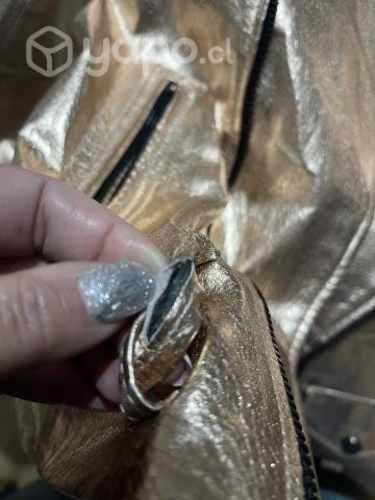 Chaqueta de cuero dorada rose (metalizada)
