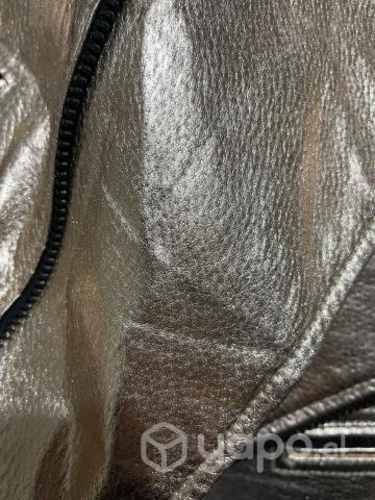 Chaqueta de cuero dorada rose (metalizada)