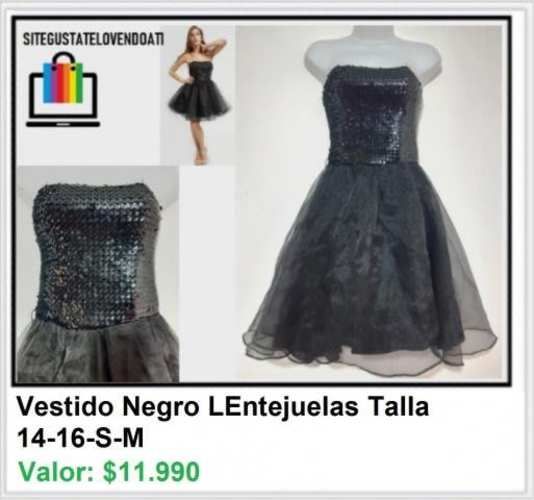 Vestido de Fiesta Negro Lentejuelas Brillantes