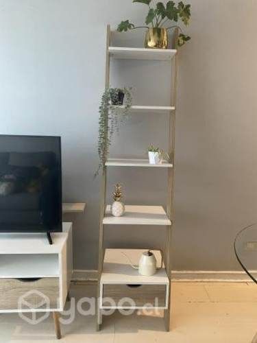 Mueble librero, estantería, escaleras, repisa