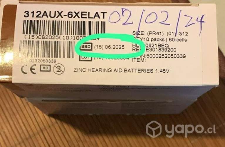 Pilas Rayovac 312, nuevas