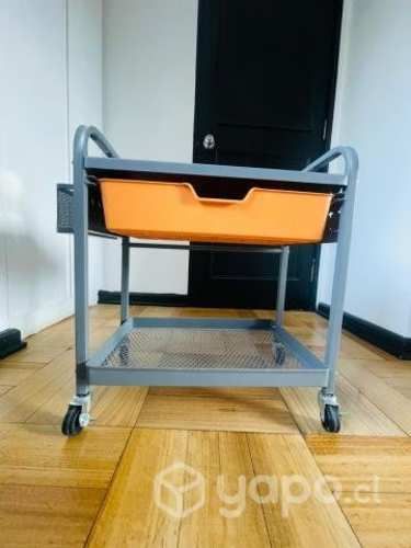 Carro metalico con cajón y bandeja 52x29x58,5cm