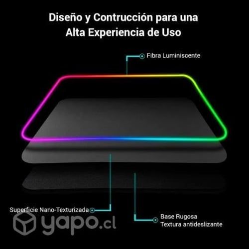 Mouse Pad Gamer con luces led en su borde 35x25 cm