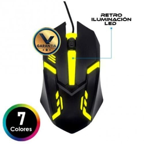 Mouse usb con cable y luces led