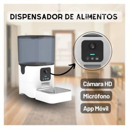 Dispensador de alimento para Mascota con Cámara