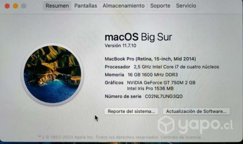 Macbook pro retina mid 2014 15'