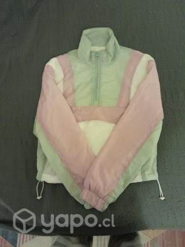 Corta vientos index XS verde morado y blanco