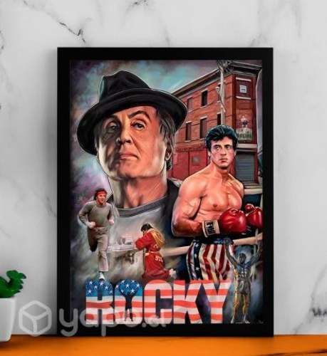 2 Cuadros Póster Decorativo ROCKY marco con vidrio