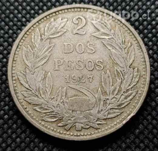 Moneda Plata Chile 2 Pesos 1927