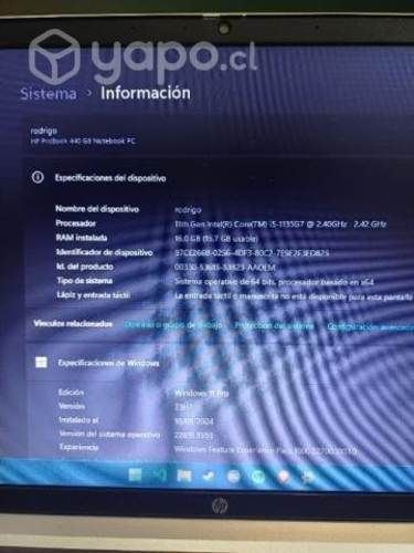 I5 de 11va generacion / 16gb ram / hp probook 440
