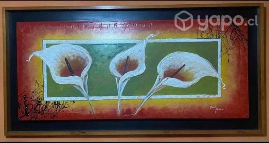 Cuadro con relieves, marco de madera