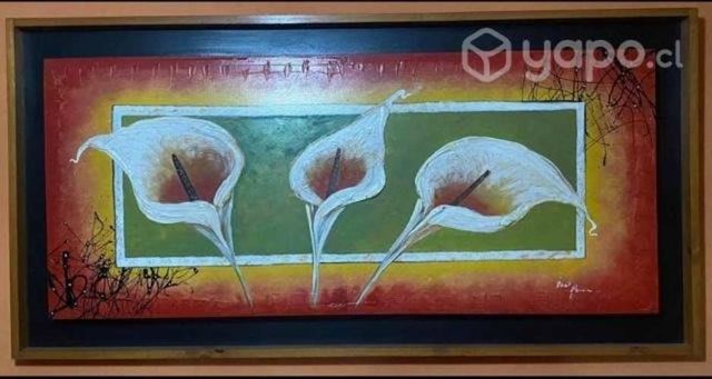 Cuadro con relieves, marco de madera