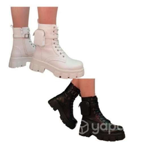 Botin mujer blanco y negro