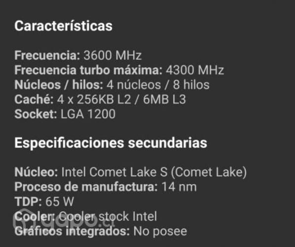 Procesador Intel Core I3-10100F