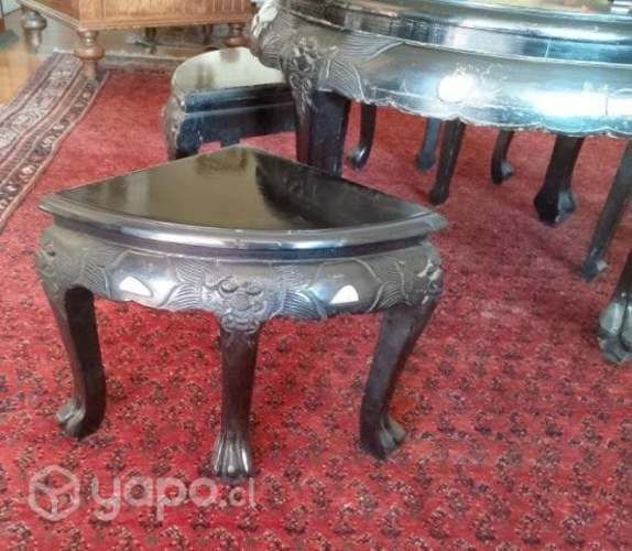 Mesa antigua de té China, Madera con incrustacione