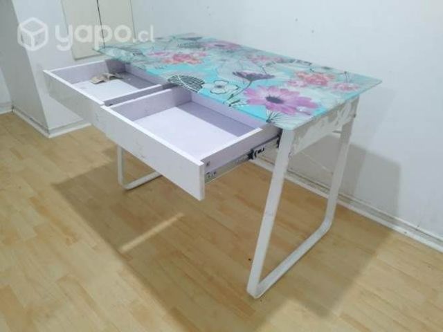 Escritorio Fierro vidrio c/cajones robusto