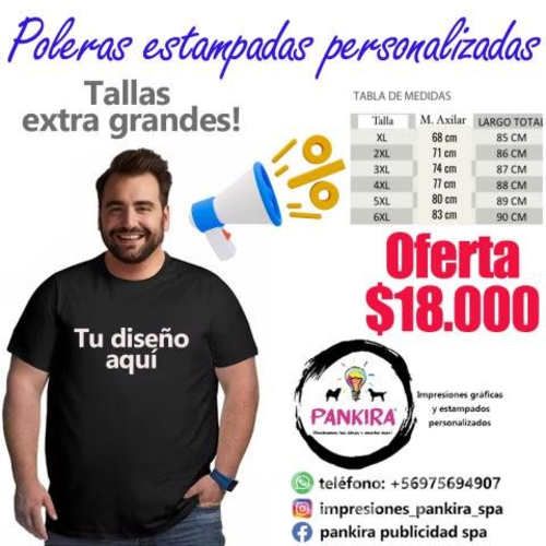 Poleras tallas especiales estampado personalizado