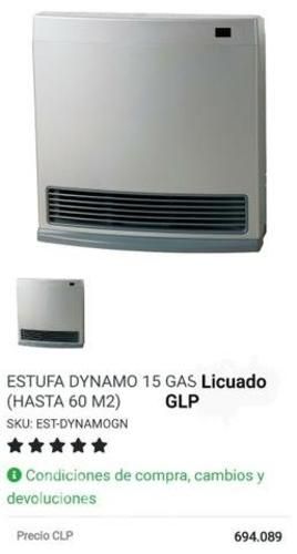 Calefactor Rinnai Dynamo 15 a gas licuado GLP