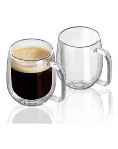 Pack 2 Tazas Doble Pared Vidrio 250ml Café, Te, Ca