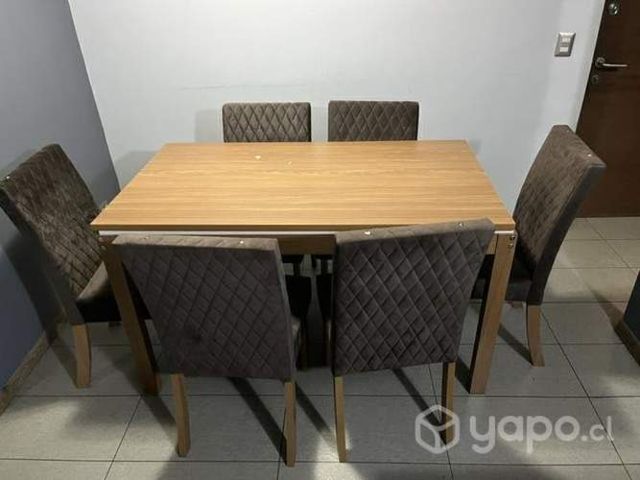 Juego de Comedor 6 Sillas Marrón 140x80x80 cm
