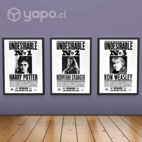 3 Cuadros Póster Decorativos HARRY POTTER 34x45