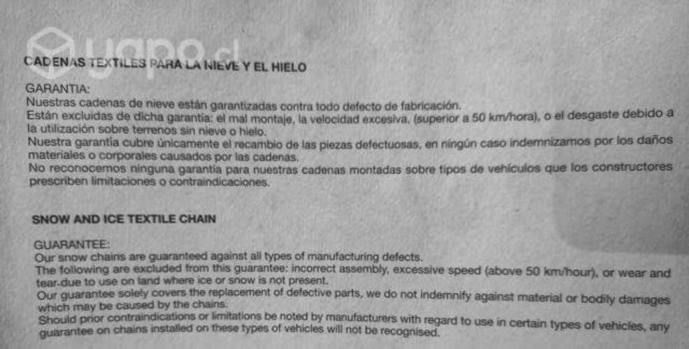 Cadenas de Nieve Textiles Isse Modelo Super 58