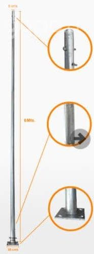 Poste Conico 6mt 3mm Base-280x280x12mm