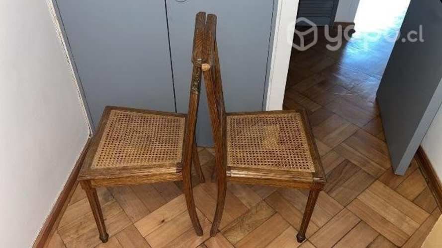 2 sillas de madera y enjuncado precio x unidad