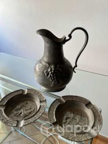 Jarro + 2 ceniceros Peltre SKS Hecho en Alemania