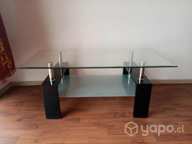 Mesa de centro de mdf y vidrio negro