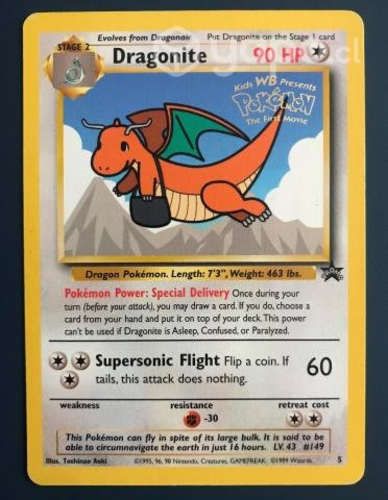 Carta pokemon antigua colección - Dragonite