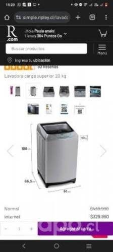 Lavadora fensa 20 kilos