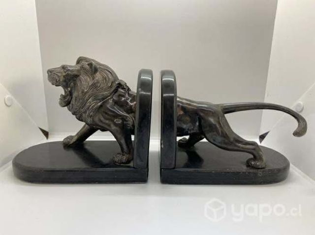 Antiguos sujeta libros Peltre Mármol León c 1900