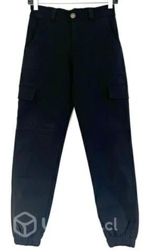 Pantalón Cargo Elástico Talla 12/14 Años Negro