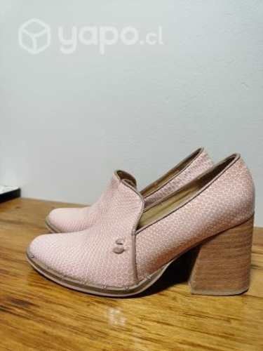 Zapato cuero rosado/blanco