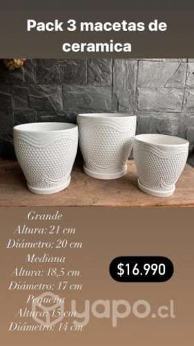 Pack macetas de ceramica blanca