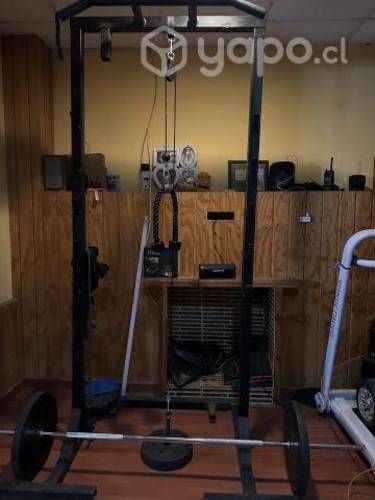 Rack + polea + barra y discos