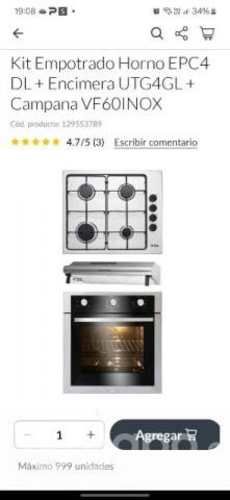 Kit Empotrado Horno + Encimera + Campana