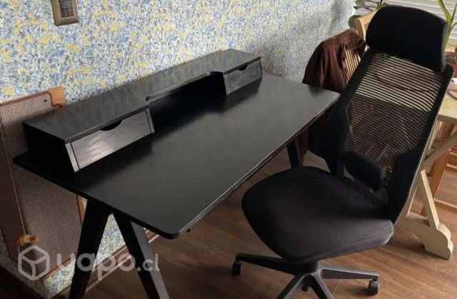 Escritorio con cajones Vintage Negro + Silla sur diseño