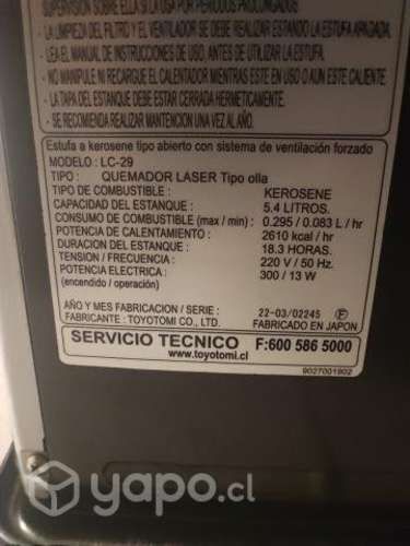 Estufa toyotomi perfecto estado