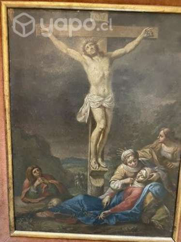 Antiguo cuadro siglo XIX pintado en cobre Providen