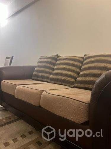 Sillon 3 cuerpos eco cuero y cojines de lanilla