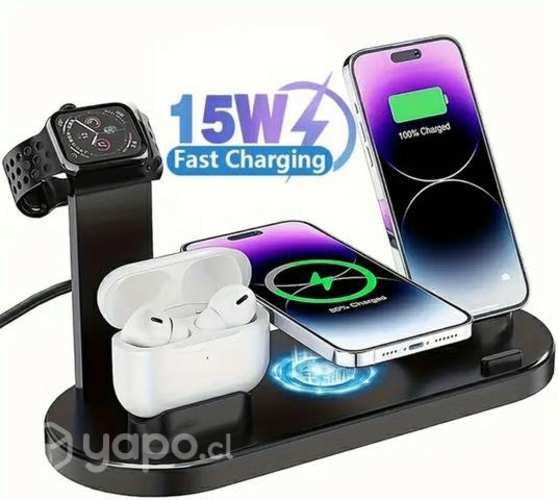 Cargador inalámbrico base 3 tipos de conectores