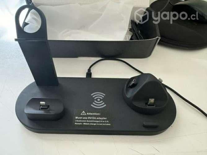 Cargador inalámbrico base 3 tipos de conectores