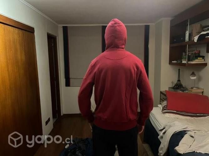 Polerón La Martina Rojo con gorro y cierre talla L